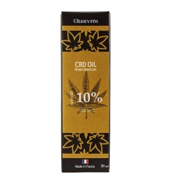 Huile CBD Chanvréo Broad Spectrum (10%) packaging boîte et flacon produit premium