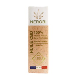 Huile CBD Nerobi Full Spectrum (10%) packaging boîte et flacon produit premium